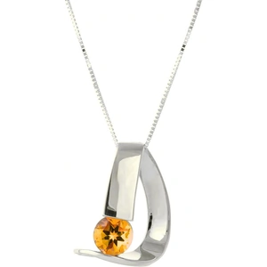 QP Jewellers Citrine Arc Pendant Necklace 1 ct in 9ct White Gold