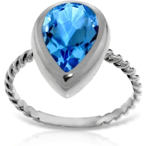 QP Jewellers Pear Cut Blue Topaz Ring 4 ct in 9ct White Gold