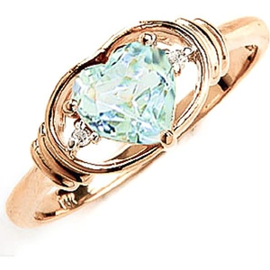 QP Jewellers Aquamarine & Diamond Halo Heart Ring in 18ct Gold