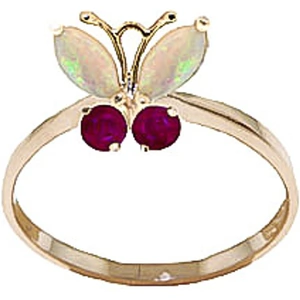 QP Jewellers Opal & Ruby Butterfly Ring in 18ct Gold