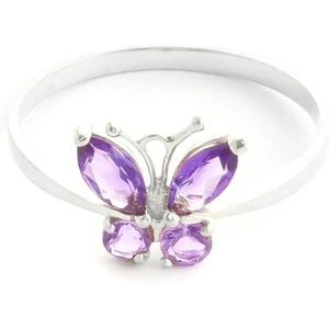 QP Jewellers Amethyst Butterfly Ring 0.6 ctw in 18ct White Gold