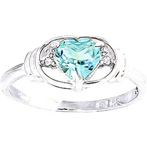 QP Jewellers Blue Topaz & Diamond Halo Heart Ring in 18ct White Gold