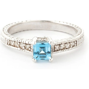 QP Jewellers Blue Topaz & Diamond Shoulder Set Ring in 18ct White Gold