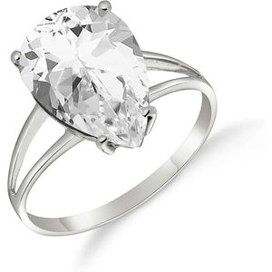 QP Jewellers White Topaz Pear Drop Ring 5 ct in 18ct White Gold