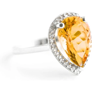 QP Jewellers Citrine Halo Ring 3.41 ctw in 18ct White Gold