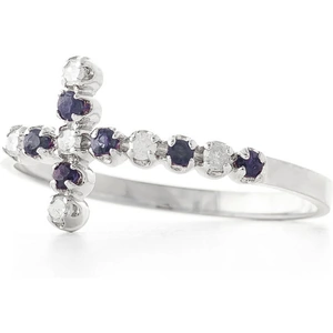 QP Jewellers Sapphire Cross Ring 0.24 ctw in 18ct White Gold