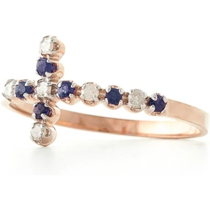QP Jewellers Sapphire Cross Ring 0.24 ctw in 18ct Rose Gold