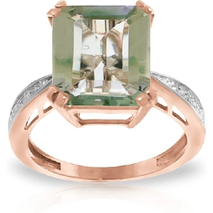 QP Jewellers Octagon Cut Green Amethyst Ring 5.62 ctw in 18ct Rose Gold