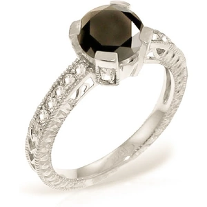 QP Jewellers Round Cut Black Diamond Ring 1.3 ctw in 18ct White Gold