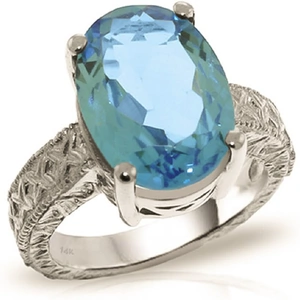 QP Jewellers Oval Cut Blue Topaz Ring 8 ct in 18ct White Gold