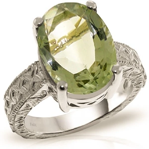 QP Jewellers Oval Cut Green Amethyst Ring 7.5 ct in 18ct White Gold