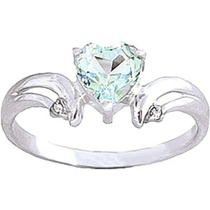 QP Jewellers Aquamarine & Diamond Affection Heart Ring in Sterling Silver