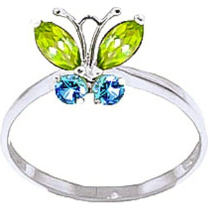 QP Jewellers Peridot & Blue Topaz Butterfly Ring in Sterling Silver