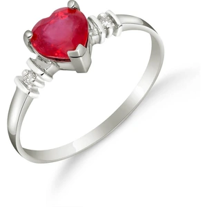 QP Jewellers Ruby & Diamond Heart Ring in Sterling Silver