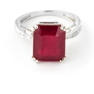 QP Jewellers Octagon Cut Ruby Ring 7.27 ctw in Sterling Silver
