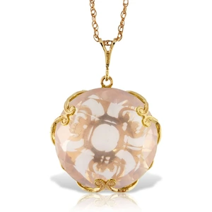 QP Jewellers Rose Quartz Chequer Pendant Necklace 17 ct in 9ct Gold
