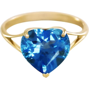 QP Jewellers Blue Topaz Large Heart Ring 6.3 ct in 9ct Gold