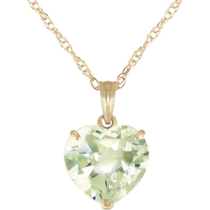 QP Jewellers Green Amethyst Large Heart Pendant Necklace 3.1 ct in 9ct Gold