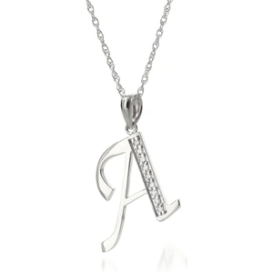 QP Jewellers Diamond Letter Initial A Pendant Necklace in 9ct White Gold