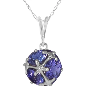 QP Jewellers Round Cut Tanzanite Pendant Necklace 3.4 ctw in 9ct White Gold
