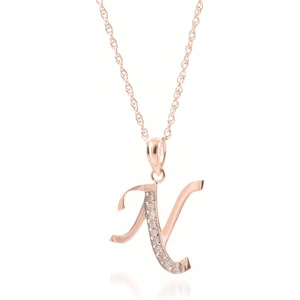 QP Jewellers Diamond Letter Initial N Pendant Necklace in 9ct Rose Gold