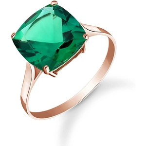 QP Jewellers Cushion Cut Lab Grown Emerald Ring 3.1 ct in 9ct Rose Gold