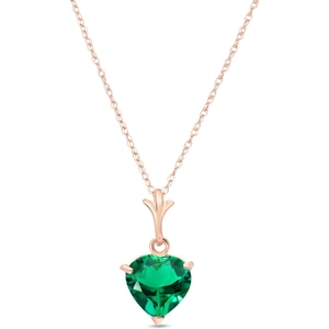 QP Jewellers Heart Shaped Lab Grown Emerald Pendant Necklace 1 ct in 9ct Rose Gold