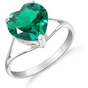 QP Jewellers Lab Grown Emerald Large Heart Ring 2.75 ct in Sterling Silver