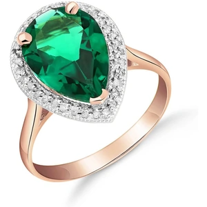 QP Jewellers Lab Grown Emerald & Diamond Halo Ring 3.16 ctw in 18ct Rose Gold