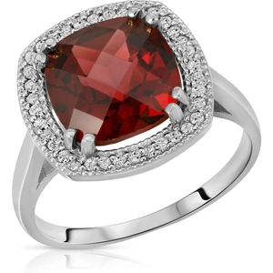 QP Jewellers Cushion Cut Garnet Ring 4.8 ctw in Sterling Silver