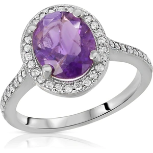 QP Jewellers Oval Cut Amethyst Ring 2.55 ctw in 18ct White Gold