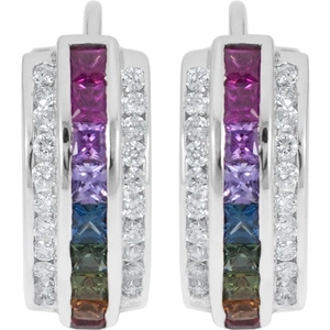 Rakam Jewellery 9kt Diamond & Multi-Coloured Sapphire Earrings