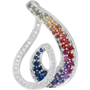 Rakam Jewellery 9kt White Gold Rainbow Sapphire & Diamond Pendant