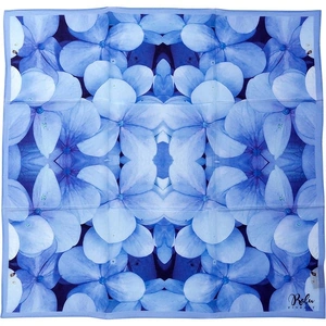 RaluFineArt Stunning Flower Blue Medley Silk Scarf