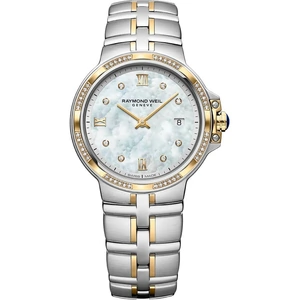 Raymond Weil Ladies Parsifal Classic Mother Of Pearl Diamond Two Tone Bracelet Watch 5180-SPS-00995