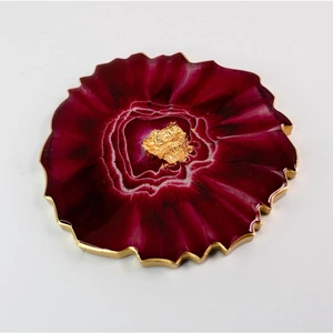 Resin By Ren Ruby Red & Gold Agate Resin Coaster Set