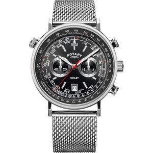 Rotary Mens Henley Chronograph Black Dial Silver Mesh Watch GB05235/04