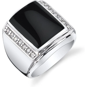 Ruby & Oscar Men's Black Onyx Aston Ring in Sterling Silver