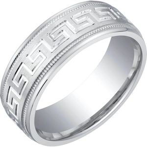 Ruby & Oscar Men's Brushed Matte Greek Key Wedding Ring in Sterling Silver