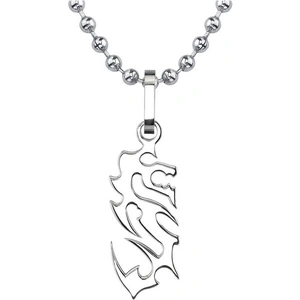 Ruby & Oscar Men's Brushed Finish Dragon Style Pendant Necklace in Titanium