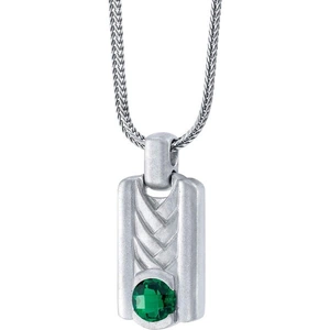 Ruby & Oscar Men's Emerald Tag Pendant Necklace in Sterling Silver