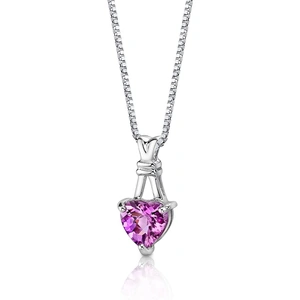 Ruby & Oscar Heart Shaped Pink Sapphire Pendant Necklace in Sterling Silver