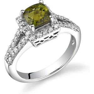 Ruby & Oscar Princess Cut Green Tourmaline & Diamond Masterpiece Ring in 9ct White Gold