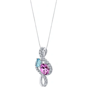 Ruby & Oscar Pink Sapphire & Swiss Blue Topaz Chorus Pendant Necklace in Sterling Silver