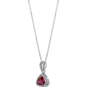 Ruby & Oscar Trillion Cut Ruby & White Topaz Halo 9ct White Gold Pendant with Silver Chain