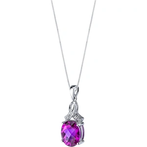 Ruby & Oscar Purple Sapphire & Diamond 9ct White Gold Pendant Necklace with Silver Chain