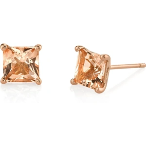 Ruby & Oscar Princess Cut Morganite Stud Earrings in 9ct Rose Gold