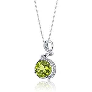 Ruby & Oscar Peridot & Diamond Swirl 9ct White Gold Pendant Necklace with Silver Chain