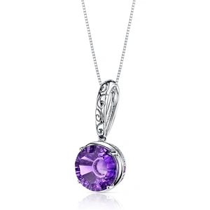Ruby & Oscar Amethyst Bubble Cut 9ct White Gold Pendant Necklace with Silver Chain