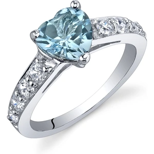 Ruby & Oscar Heart Shaped Swiss Blue Topaz & CZ Dazzling Love Engagement Ring in Sterling Silver